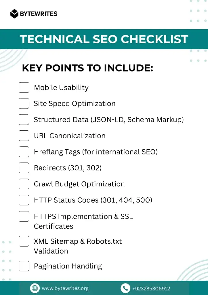 Bytewrites technical seo audit checklist