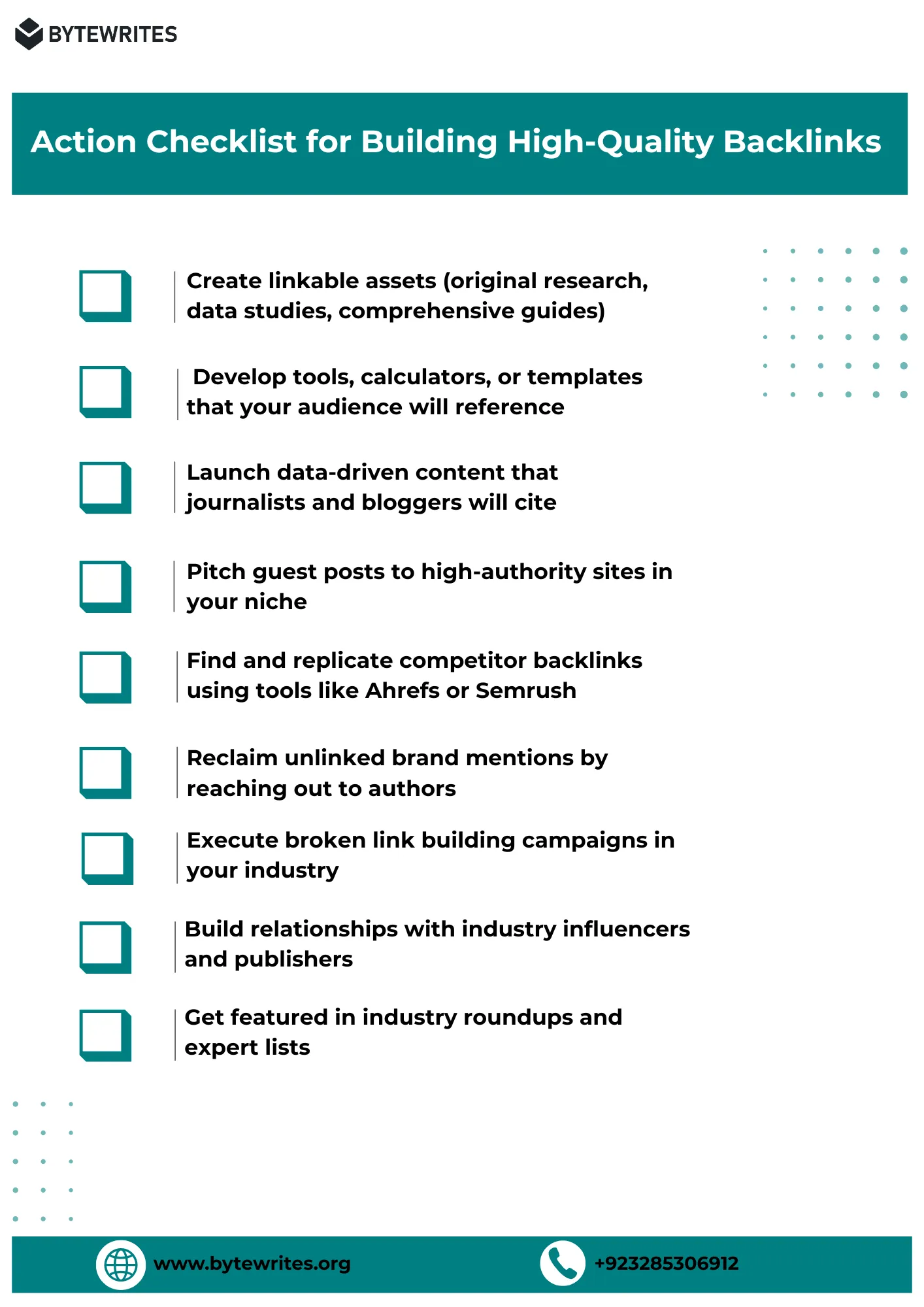 Bytewrites checklist helping you how to grow your DA